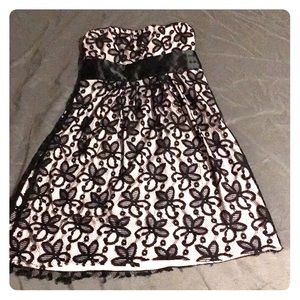 Light pink with black lace dress